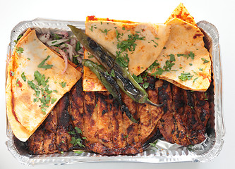 Image showing Grilled chicken takeaway from above