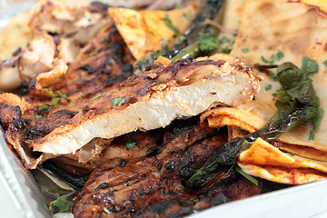 Image showing Grilled chicken sliced closeup