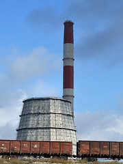 Image showing Industrial factory and cargo train