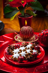 Image showing Homemade gingerbread star cookies for Christmas