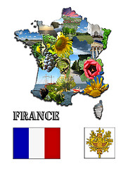 Image showing The map and the arms of France