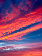 Image showing The landscape with heaven and red sunset