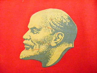 Image showing The image of Lenin on the red background