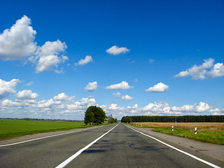 Image showing The asphalted road and the blue sky