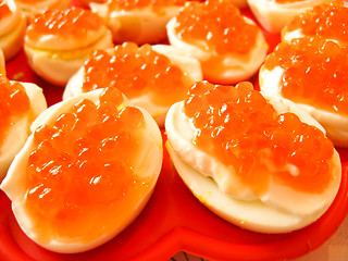 Image showing Sandwich with red caviar