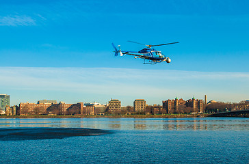 Image showing Helicopter over Charles River, Boston