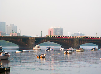 Image showing Boston Longfellow Bridge and Red Line