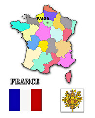 Image showing The map and the arms of France