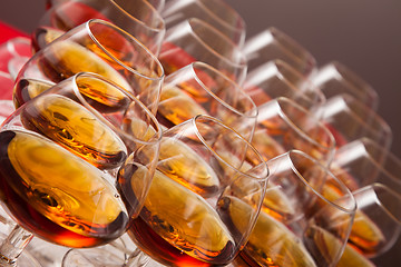 Image showing glasses of cognac on  festive table