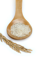 Image showing Basmati rice in wooden spoon 