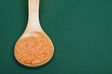 Image showing Lentil split in wooden spoon