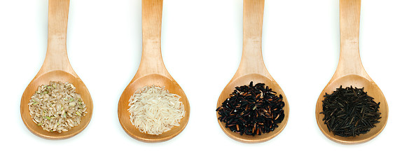 Image showing Rice integral, basmati, Wild rice and black rice