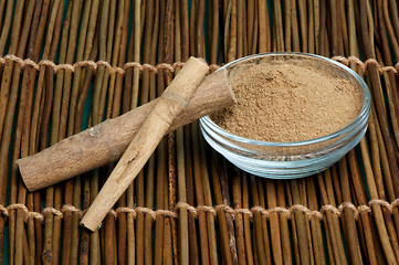 Image showing Cinnamon in a bowl