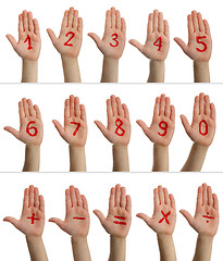 Image showing Children's hands with numbers