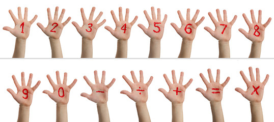 Image showing Children's hands with numbers
