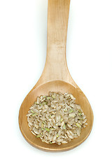 Image showing Rice integral in wooden spoon