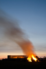 Image showing Bonfire at an old castle