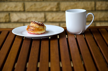 Image showing Cinnamon bread and coffee