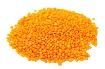 Image showing Heap of orange lentil