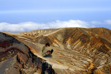 Image showing Mountain computer work