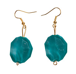 Image showing Earrings made of cut glass turquoise