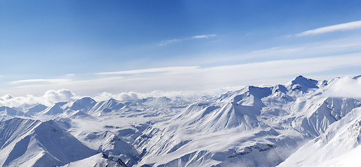 Image showing Panorama of winter mountains in nice day