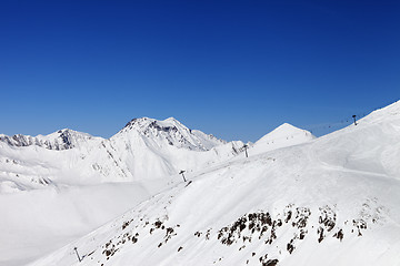 Image showing Ski slope and ropeway. Caucasus Mountains, Georgia.