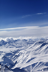 Image showing Top view of snowy mountains