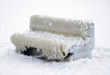 Image showing Bench covered with ice 