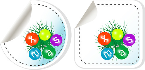 Image showing Set christmas balls icon label stickers