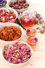 Image showing Herbal natural floral tea infusion with dry flowers