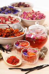 Image showing Herbal natural floral tea infusion with dry flowers