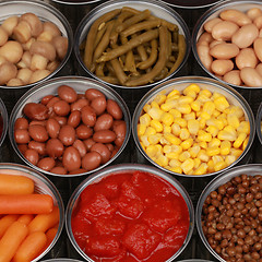 Image showing Collection of canned vegetables