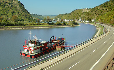 Image showing Fireboat On River Rhine