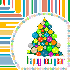 Image showing christmas card with holiday tree and new year balls