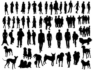 Image showing Big set of people silhouettes 