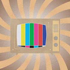 Image showing Television ( TV ) icon recycled paper stick on white background 