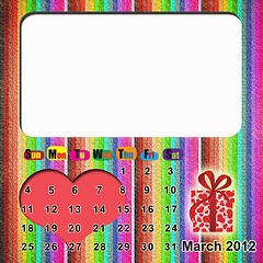 Image showing Calendar 2012 with sparkling hearts 