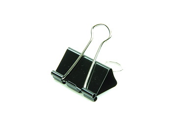 Image showing Black metal paperclips on white background 