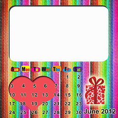 Image showing Calendar 2012 with sparkling hearts 