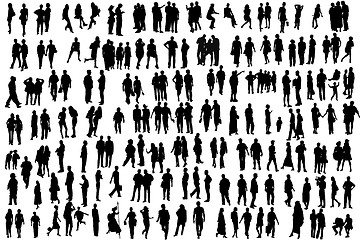 Image showing Big set of people silhouettes 