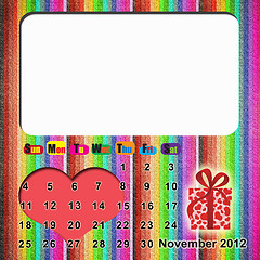 Image showing Calendar 2012 with sparkling hearts 