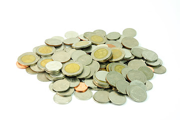 Image showing Coin stack isolated on white background 