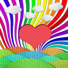 Image showing  heart isolated on rainbow background.