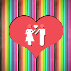 Image showing  heart isolated on rainbow background.