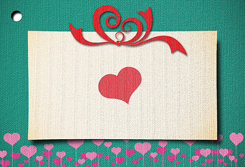 Image showing greeting, wedding or birthday card with heart 