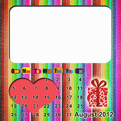 Image showing Calendar 2012 with sparkling hearts 