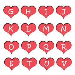 Image showing Number alphabet of hearts. 