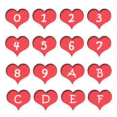 Image showing Number alphabet of hearts. 