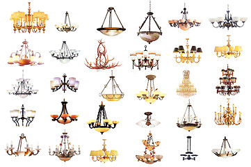 Image showing chandelier and lamp isolated on white background 